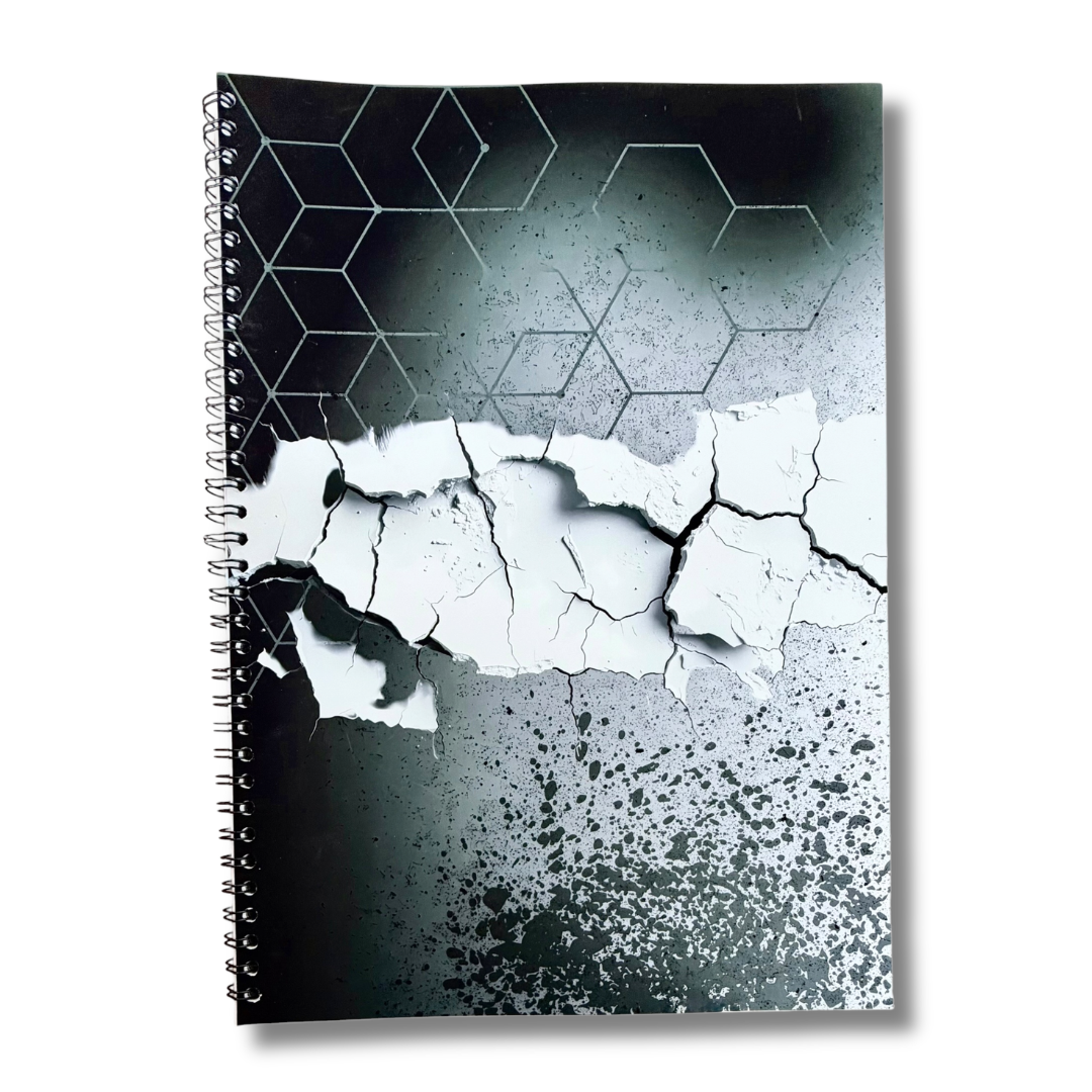 Caiet Aramnotes cu foi velină abstracte în nuanțe închise, design artistic și modern pentru notițe și desen.