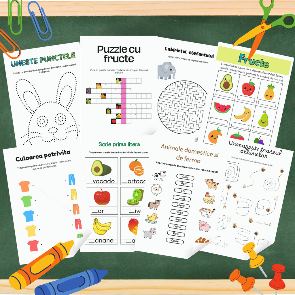 Caiet digital de activități pentru copii cu vârsta 3-7 ani, produs ARAM NOTES, ilustrat pentru joc și învățare.