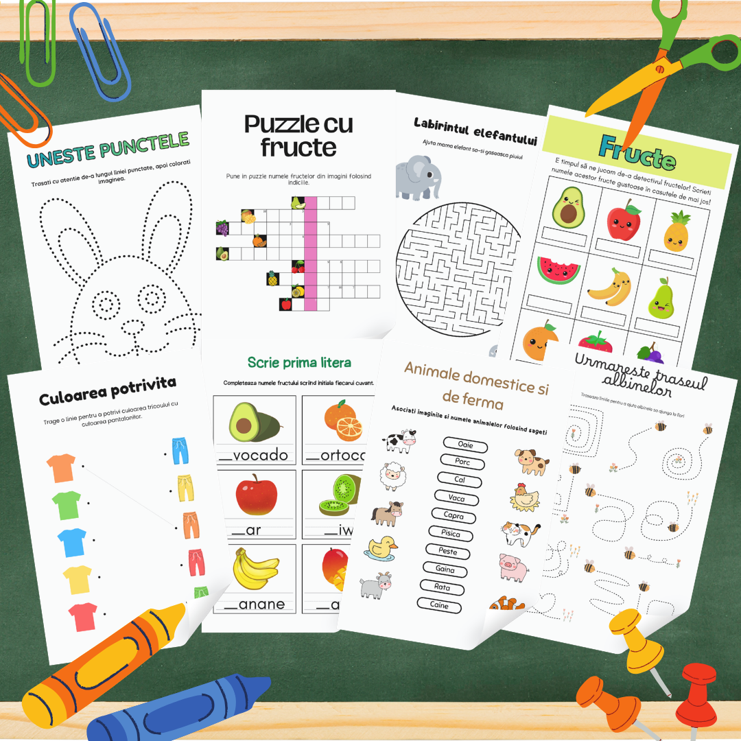 Caiet digital de activități pentru copii cu vârsta 3-7 ani, produs ARAM NOTES, ilustrat pentru joc și învățare.