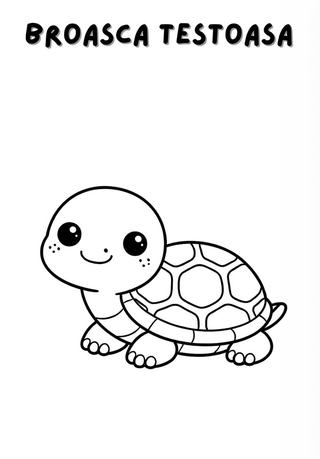 Broască țestoasă digitală pentru cartea de colorat Animale din junglă pentru copii ARAM NOTES, ilustrată în imagine.