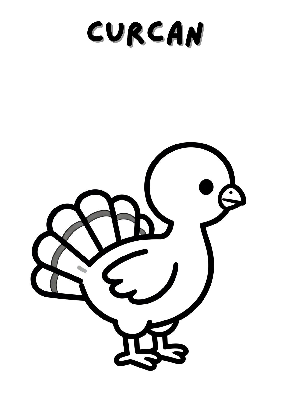 Carte de colorat digitală ARAM NOTES cu curcan pentru copii 2-5 ani, ilustratie de animale de fermă pentru colorat digital.