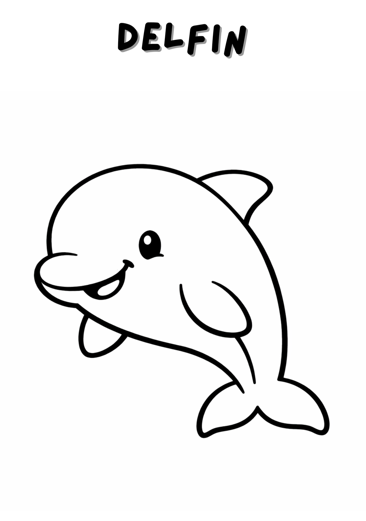 Carte de colorat digitală cu delfin pentru copii 2-5 ani, animalele acvatice, produs de ARAM NOTES.