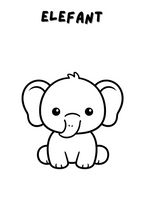 Elefant colorat digital, ilustratie pentru cartea de colorat pentru copii 2-5 ani, cu animale din junglă, de la ARAM NOTES.