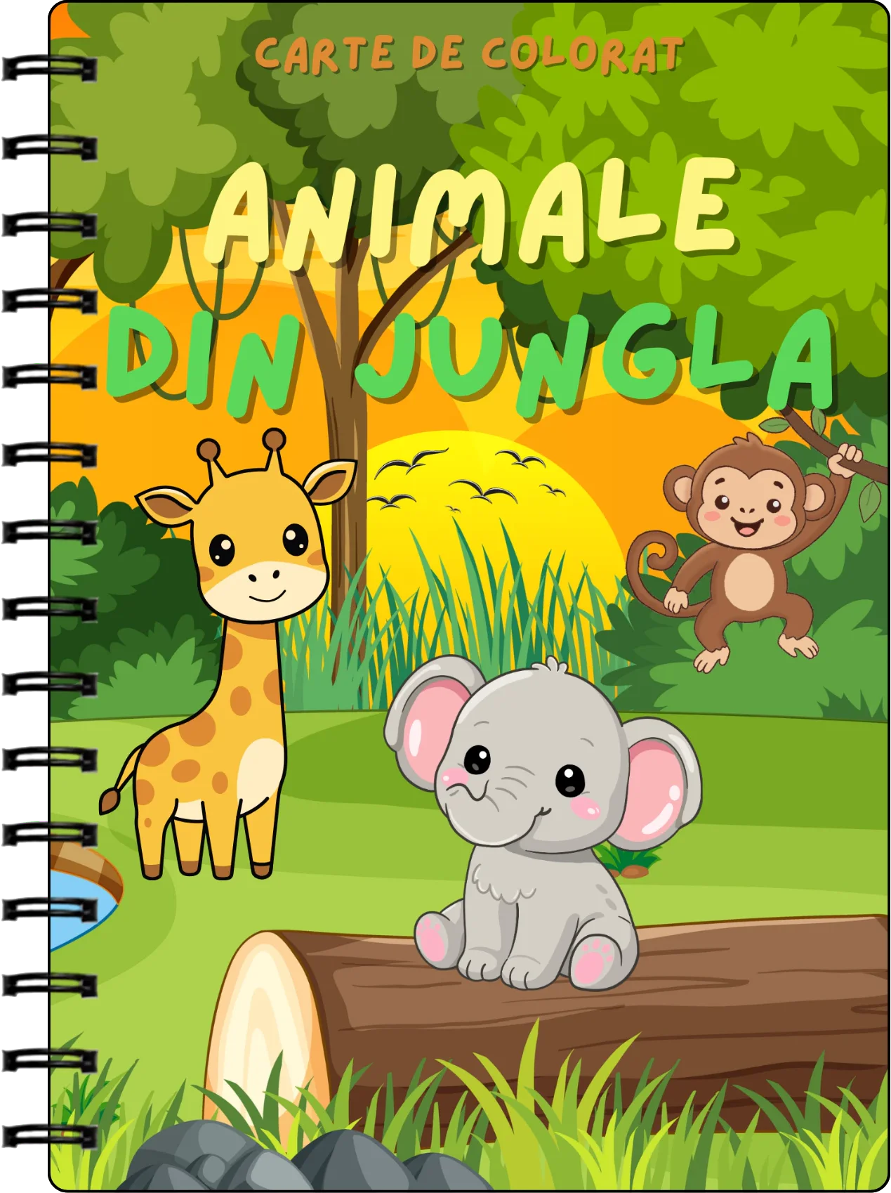 Carte de colorat – Animale din junglă